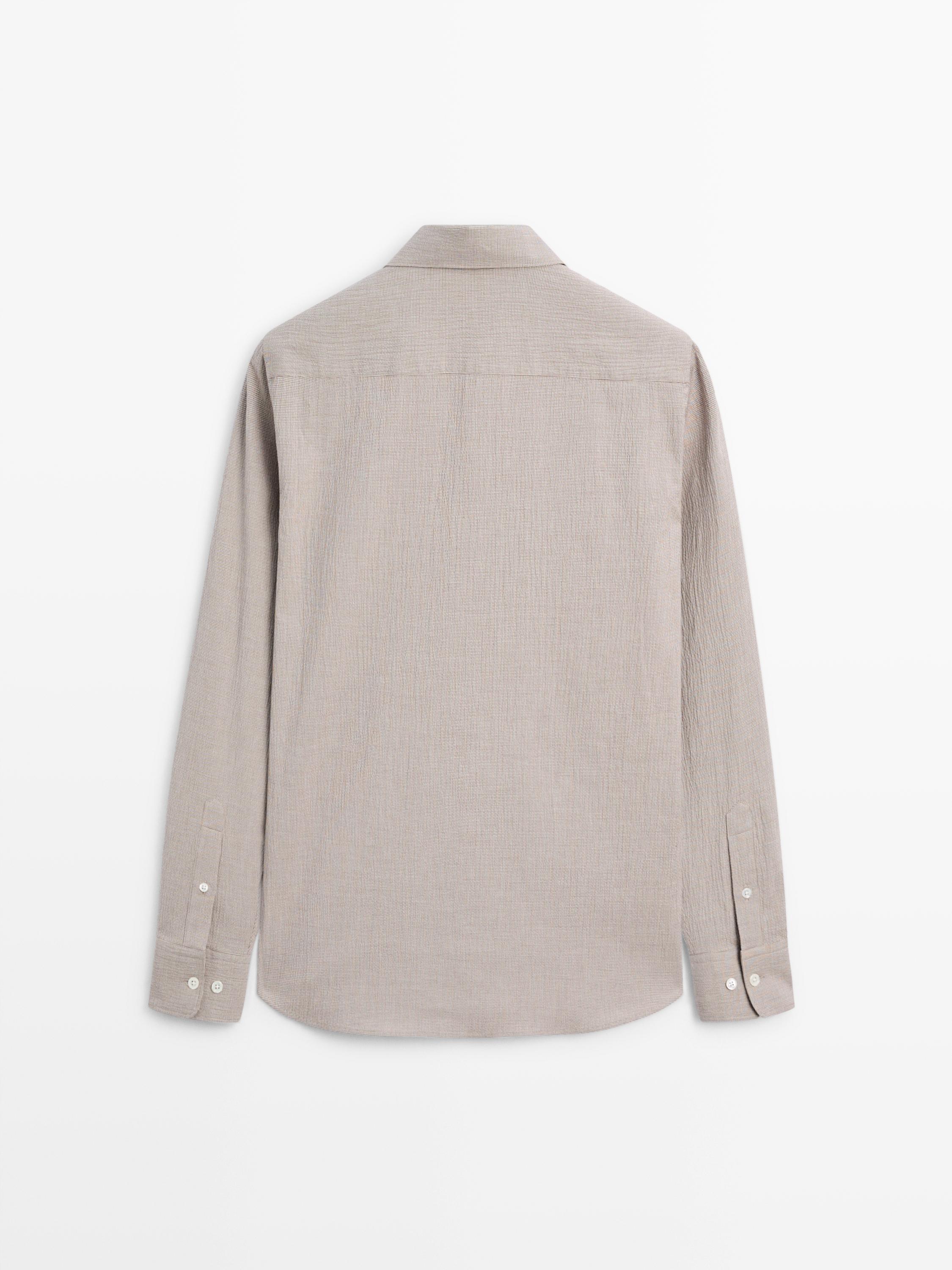 Houndstooth cotton blend shirt